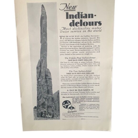 Vintage 1930 Santa Fe Harveycar Indian Detours Ad Advertisement - Picture 4 of 4